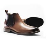 Botina Chelsea Oxford Solagro Masculina em Couro Castanho 