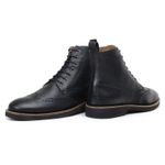 Bota Oxford Brogue Veneza Couro Preto 