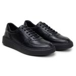 Tênis Casual Comfort Stepper Boston Couro Preto 