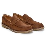 Sapato Masculino Loafer Atenas Camurça Castanho