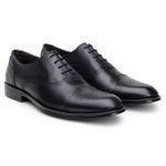 Sapato Masculino Oxford Brogue Couro Preto