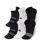 Meia Unissex Under Armour Essentials Invisivel - Pacote com 6 pares - Preto+Cinza