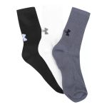 Kit Meia Under Armour Cano Longo Core Cotton Crew 3 Pares - Chumbo+Branco M