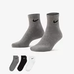 Kit 6 Pares Meia Nike Everyday Cushion Unissex Cano Médio - 44/48 - Preto Cinza e Branco