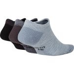 Kit Meia Nike Cano Baixo C/3 Pares Feminina - Preto+Cinza+Azul - 34 ao 38