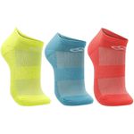 Kit Meia Olympikus Corre Sem Cano Neon 3 Pares Feminino - Amarelo+Laranja