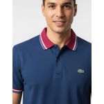 Gola Polo Lacoste Diferenciada Importada - Azul Marinho Gola Bordo