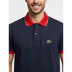 Gola Polo Lacoste Diferenciada Importada - Azul Marinho Gola Vermelha