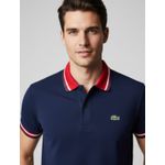 Gola Polo Lacoste Diferenciada Importada - Azul Marinho Gola vermelha 