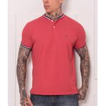 Camiseta Tommy Hilfiger Vermelha - Gola Retilinea Tricolor 