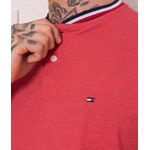 Camiseta Tommy Hilfiger Vermelha - Gola Retilinea Tricolor 