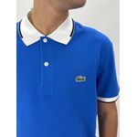 Gola Polo Lacoste Diferenciada Importada - Royal com gola branca 