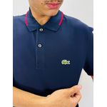 Gola Polo Lacoste Diferenciada Importada - Marinho com Detalhe vermelho na Gola 