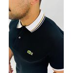 Gola Polo Lacoste Diferenciada Importada -Preta Gola Branca