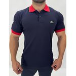 Gola Polo Lacoste Diferenciada Importada - Azul Marinho Gola Vermelha