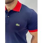 Gola Polo Lacoste Diferenciada Importada - Azul Marinho Gola Vermelha