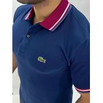 Gola Polo Lacoste Diferenciada Importada - Azul Marinho Gola Bordo