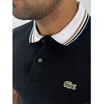 Gola Polo Lacoste Diferenciada Importada -Preta Gola Branca
