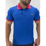 Gola Polo Lacoste Diferenciada Importada - Royal com gola vermelha