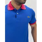 Gola Polo Lacoste Diferenciada Importada - Royal com gola vermelha