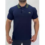 Gola Polo Lacoste Diferenciada Importada - Azul marinho Gola Verde 