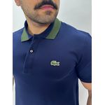Gola Polo Lacoste Diferenciada Importada - Azul marinho Gola Verde 