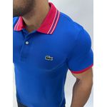 Gola Polo Lacoste Diferenciada Importada - Royal com gola vermelha