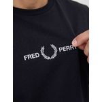 CAMISETA FRED PERRY PRETA COM LOGO BRANCO