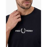 CAMISETA FRED PERRY PRETA COM LOGO BRANCO