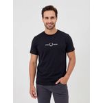 CAMISETA FRED PERRY PRETA COM LOGO BRANCO