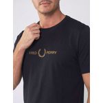 CAMISETA FRED PERRY PRETA COM LOGO LARANJA