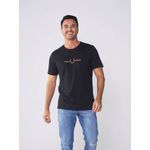 CAMISETA FRED PERRY PRETA COM LOGO LARANJA