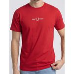 CAMISETA FRED PERRY VERMELHO COM LOGO BRANCO