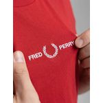 CAMISETA FRED PERRY VERMELHO COM LOGO BRANCO