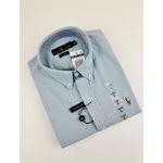 Camisa Social Tinturada Manga Curta Ralph Lauren - Azul claro