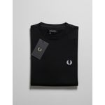 Camiseta Fred Perry - Preta com Logo Branca - Egípcia