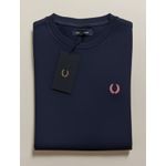 Camiseta Fred Perry - Azul Marinho com Logo Rosa - Egípcia