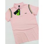 GOLA POLO BOSS DIFERENCIADA NA MANGA - ROSA CLARO