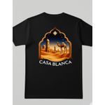Camiseta Casa Blanca - Preto Com Camelo - Chinesa Encorpada