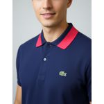 Gola Polo Lacoste Diferenciada Importada - Marinho com gola vermelha