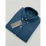 Camisa Social Linho Manga Curta Aramis - Azul Escuro 