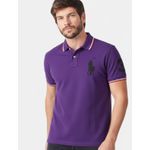 Polo Rauph Lauren Gola - Numeral no Braço - Roxa