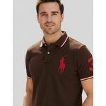 Polo Rauph Lauren Gola - Numeral no Braço - Café