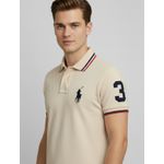 Polo Rauph Lauren Gola - Numeral no Braço - Bege