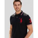 Polo Rauph Lauren Gola - Numeral no Braço - Preta