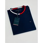 Camiseta Tommy Hilfiger Gola Diferenciada - Marinho