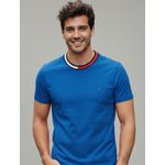 Camiseta Tommy Hilfiger Gola Diferenciada - Azul Royal