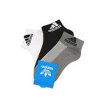 KIT 3 MEIAS ADIDAS MASCULINAS CANO CURTO - BRANCO, PRETO E CINZA 