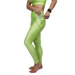 Calça de Compressão para Corrida Sprint Race Feminina Verde Lisa Com Bolso 