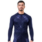 Camisa Manga Longa Elite Bike Zlongo Uv 50+ Com Ziper Marinho 